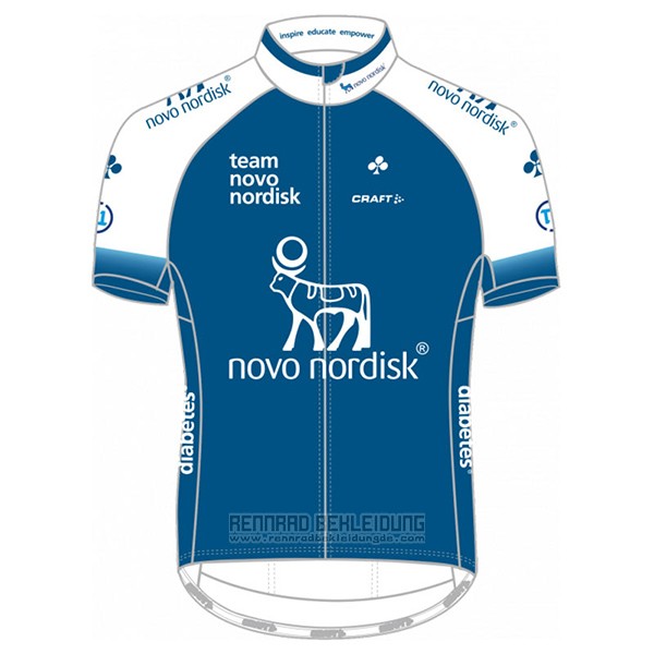2017 Fahrradbekleidung Novo Nordisk Blau Trikot Kurzarm und Tragerhose - zum Schließen ins Bild klicken